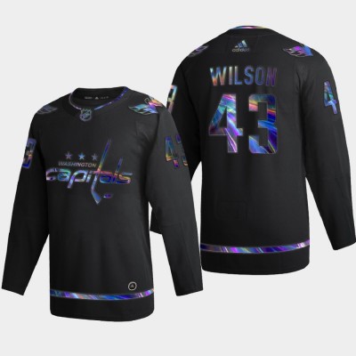 Washington Washington Capitals #43 Tom Wilson Men's Nike Iridescent Holographic Collection NHL Jersey Black